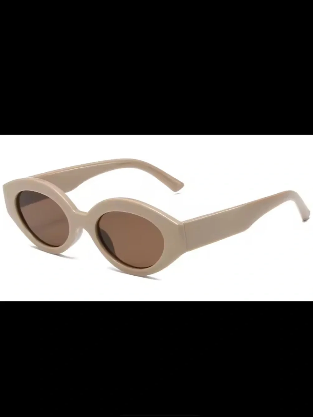 New Beige Oval Retro Sunglasses — Women Accessories